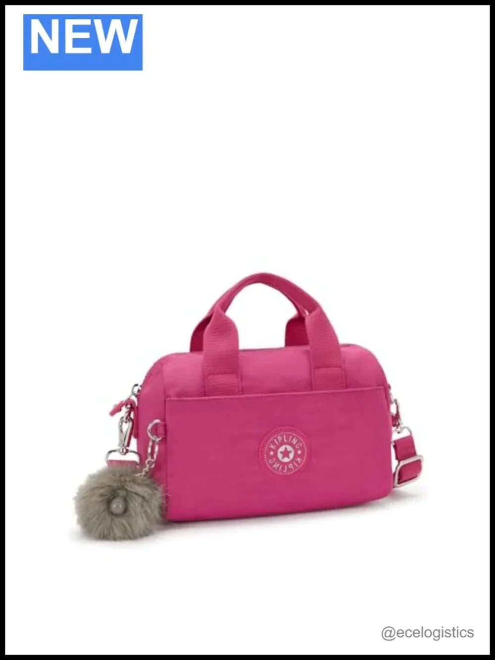 Kipling Nylon Satchel Shoulder Bag with Top Handle, Zip Closure
